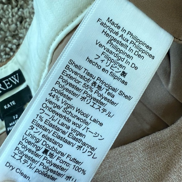 J. Crew Kate Straight Leg Pant Italian City Wool Blend Heather Acorn Women’s 12 - Picture 11 of 12